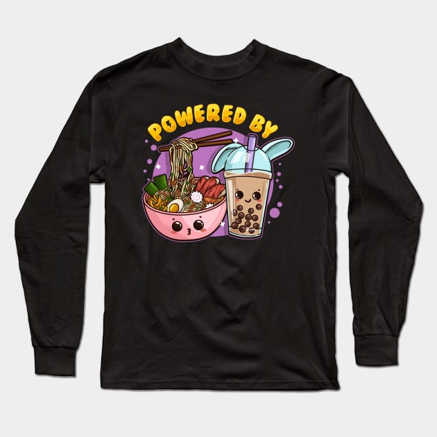 Powered by Ramen and Bubble Tea - Anime T-Shirt Long Sleeve T-Shirt by biNutz